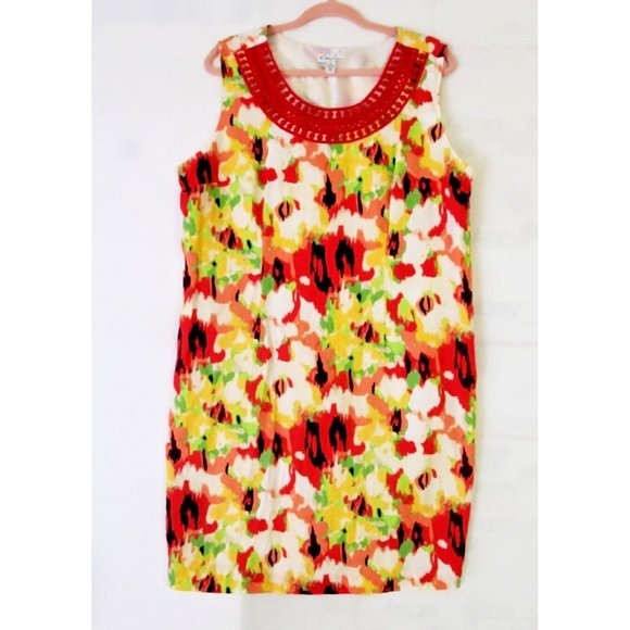 Kim Rogers Dresses & Skirts - Kim Rogers Woman Multicolored sleeveless Linen Lined  floral dress size 18